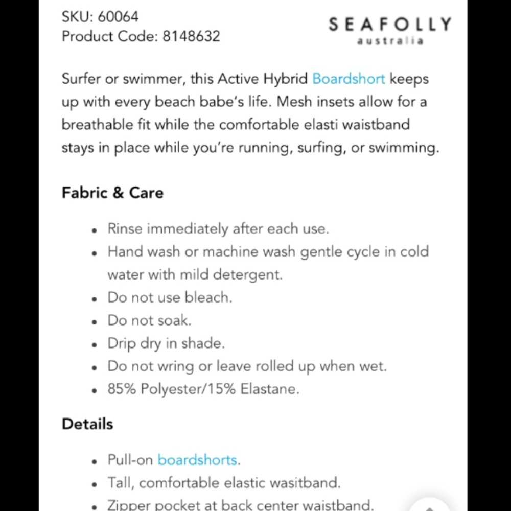 🌊Seafolly Australia🌊 Active Hybrid Board Shorts - Picture 7 of 16